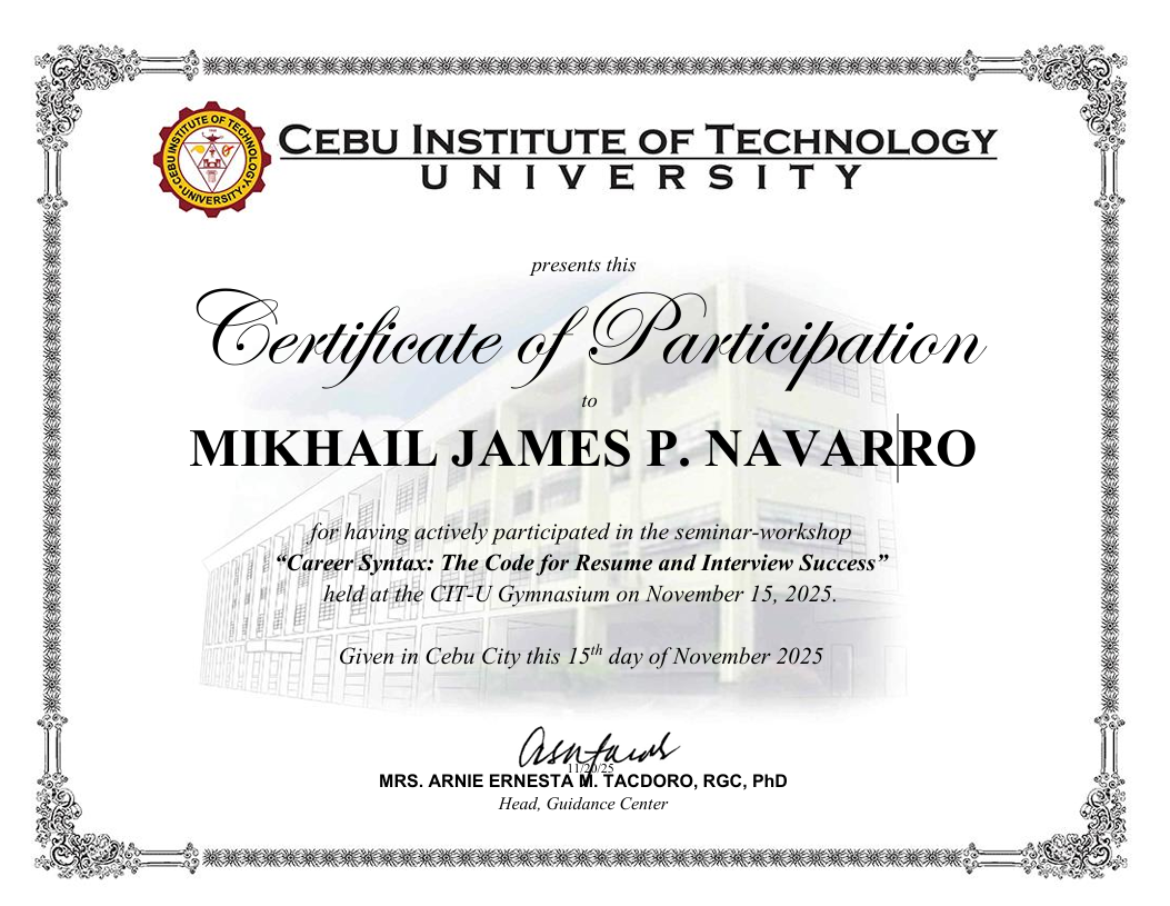 Career Syntax: The Code for Resume and Interview Success certificate preview