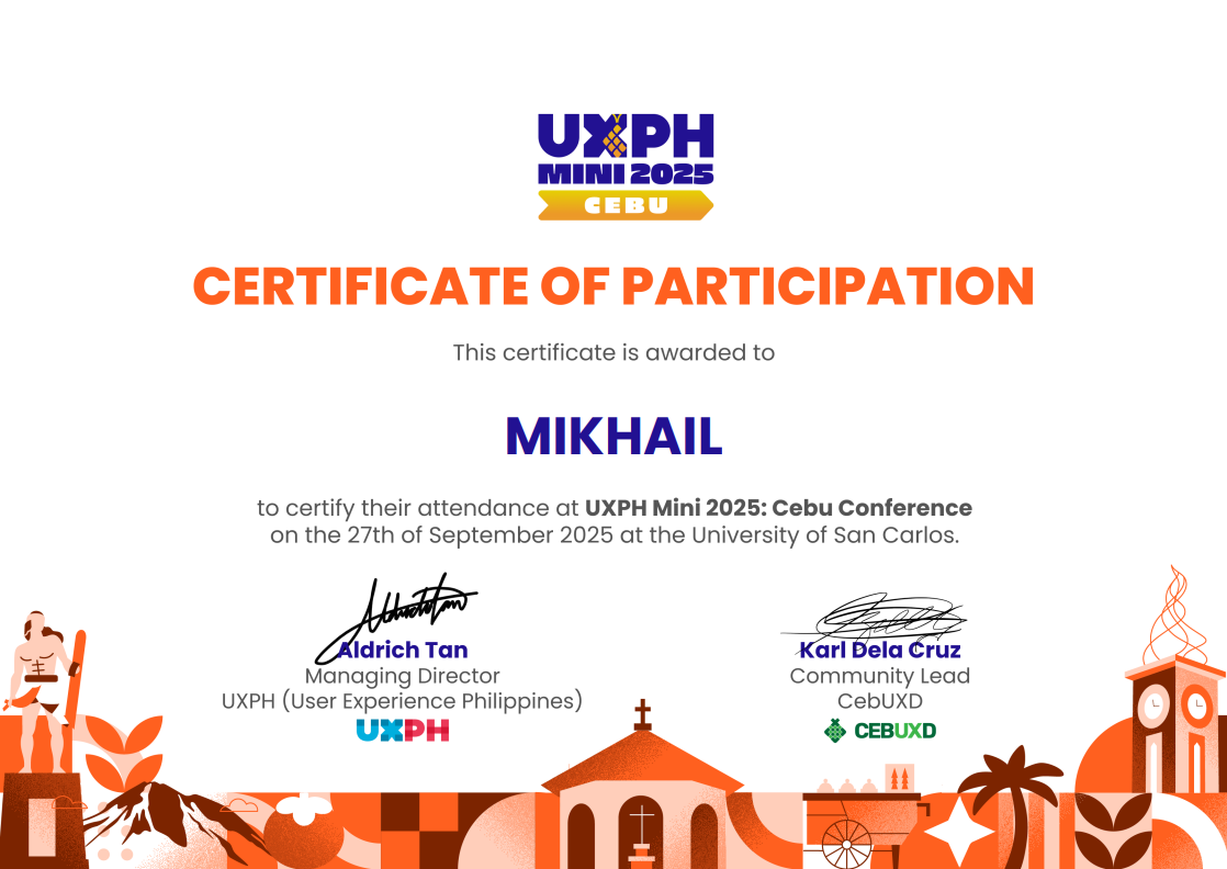 UXPH MINI 2025 Event Certificate certificate preview
