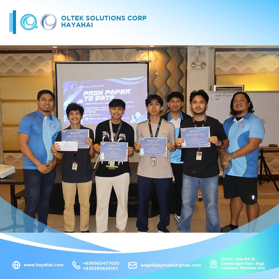 One4All team with Oltek Solutions organizers and mentors on stage